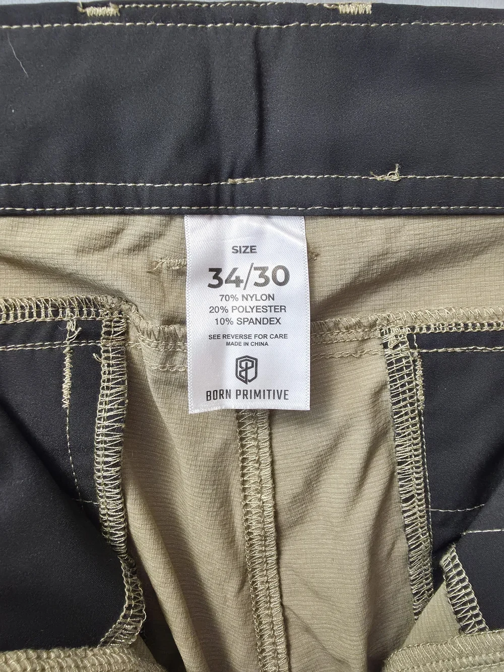 Born Primitive Traverse Pant Mens 34x30 Khaki Stretch Outdoor Hiking Pants
